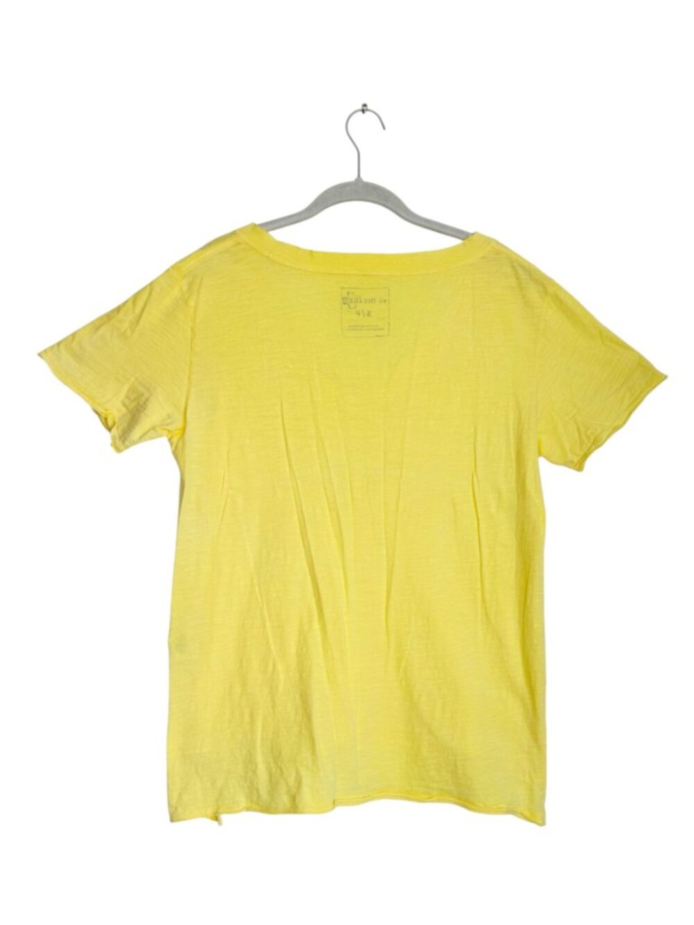 We The Free Distressed V-Neck Raw Hem Short Sleeve Tee in Yellow - Sz S - Picture 2 of 4
